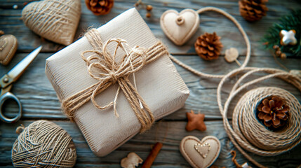 Fototapeta na wymiar Valentine's Day gifts can be packaged in biodegradable and reusable packaging, which helps protect the environment from excessive waste.