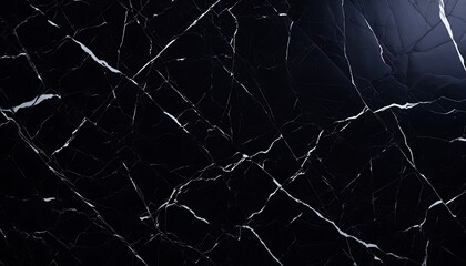 Black marble block macro close-up, single studio light on upper right corner  - obrazy, fototapety, plakaty
