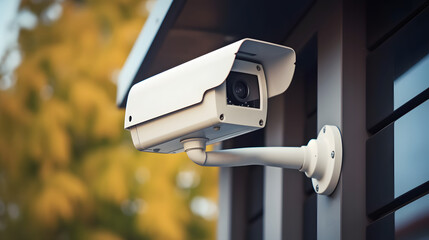 Une caméra de surveillance à l'extérieur.