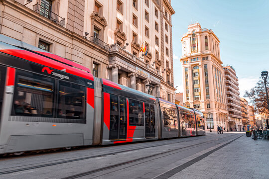 Lightrail tram in Zaragoza, Spain