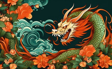 Happy Chinese new year. Chinese new year banner Golden dragon