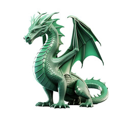 Green dragon statue isolated on transparent and white background. Generative ai