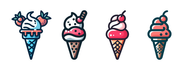 Cartoon ice cream cone. Vector illustration
