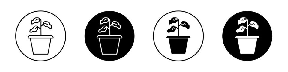 Withered plant icon set. Flower Plant Icon Withered Vector Dead Set vector symbol in a black filled and outlined style. Sick Wilted Pot Death Wilt Sign. - obrazy, fototapety, plakaty