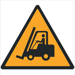 WARNING PICTOGRAM, FORKLIFT TRUCKS AND OTHER INDUSTRIAL VEHICLES ISO 7010 - W014, VECTOR