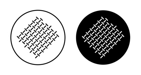 Texture fabric icon set. Fabric Weave Texture Fiber vector symbol in a black filled and outlined style. Durable Stitch Waffle Fabric Sign.