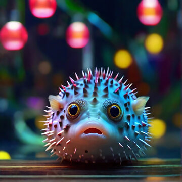 Black eyes and Puffer fish variegated coloration
