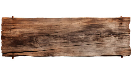 Textured old wood plank with natural patterns isolated on transparent background