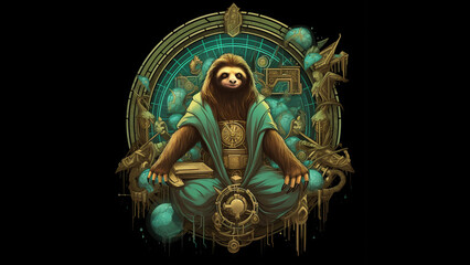 multidimensional loki God of mischief Himself as a Sloth  - obrazy, fototapety, plakaty