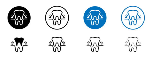 Extraction Tooth Line Icon Set. Extract Broken Teeth Symbol in Black and Blue Color. - obrazy, fototapety, plakaty