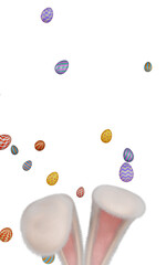 Happy easter. Bunny ears and eggs. 3d rendering