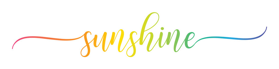 SUNSHINE – Calligraphy Rainbow Text Effect Banner on Transparent Background