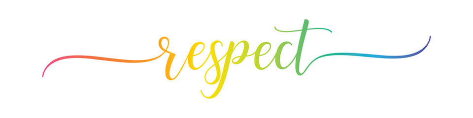 Fototapeta na wymiar RESPECT – Calligraphy Rainbow Text Effect Banner on Transparent Background