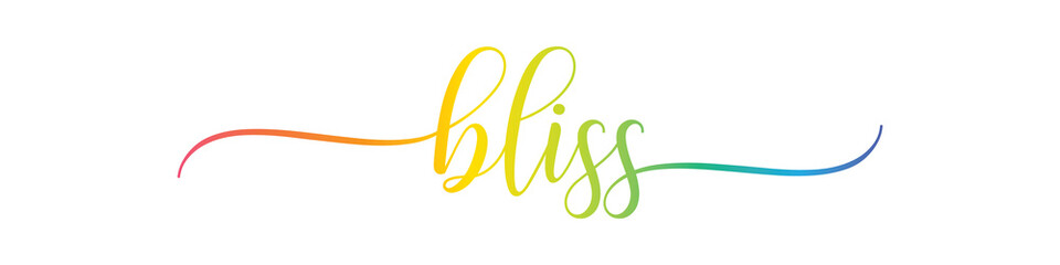 BLISS – Calligraphy Rainbow Text Effect Banner on Transparent Background