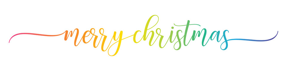 MERRY CHRISTMAS – Calligraphy Rainbow Text Effect Banner on Transparent Background