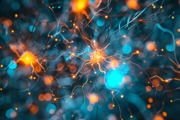 Neural network in the human brain - obrazy, fototapety, plakaty