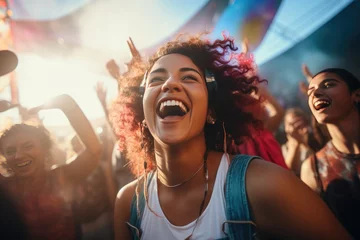 Fotobehang Person enjoying an outdoor concert. Person dancing at a music festival. © andrenascimento