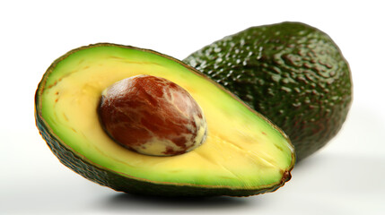 An avocado, set against a clean white canvas, organic ingredients. Generative AI