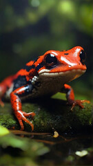 Fiery spotted salamander sits in nature, high regulation photos