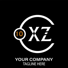 XZ Letter Logo Design.  XZ Company Name. XZ Letter Logo Circular Concept. Black Background.