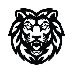 lion mascot logo line art design illustration