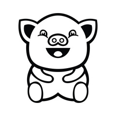 Obraz na płótnie Canvas cute pig mascot logo line art design illustration