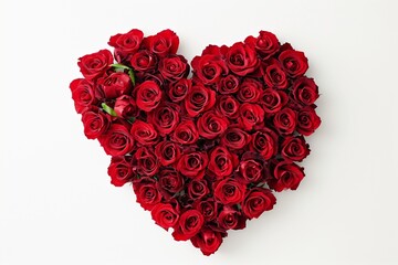 Stock photo red heart Made of Red Roses Isolated white background