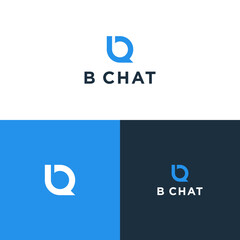 Letter b Bubble Chat pin logo vector design illustration template - obrazy, fototapety, plakaty