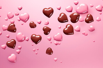 Beautiful background with hearts and sweets for Valentine's Day. Generative AI.