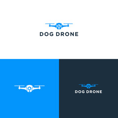 drone camera with pet dog logo design vector illustration template - obrazy, fototapety, plakaty