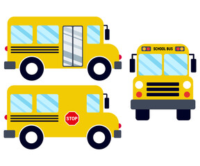 School bus, student transport, scholar expreso, yellow vehicle cartoon, vector illustration isolated on white background