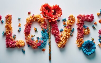 bright inscription "LOVE" festive concept for Valentine's Day
