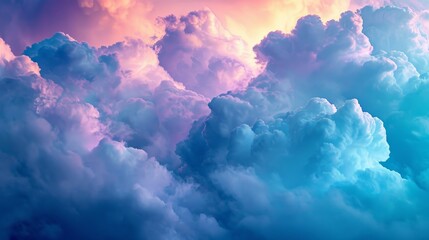 Beautiful Sky With Pink and Blue Clouds - obrazy, fototapety, plakaty