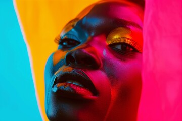 Colorful Portrait of Woman with Dramatic Lighting
