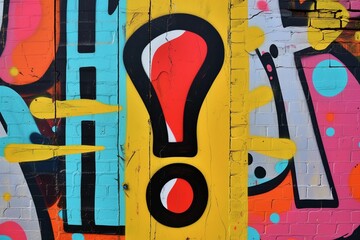 Exclamation Mark Graffiti on Colorful Wall