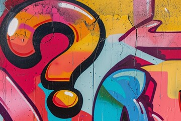 Graffiti Question Mark on Urban Wall - obrazy, fototapety, plakaty