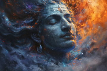 Modern digital art of the Hindu Lord Shiva - obrazy, fototapety, plakaty