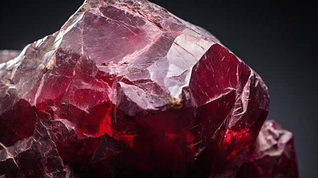 Close-up of a raw ruby gemstone