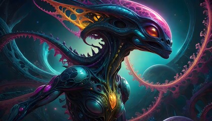 Obraz premium Vibrant Alien Creature, Generative AI