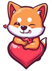 A cartoon dog with a heart in its paws.