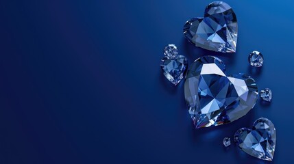 A group of blue diamonds on a blue surface.