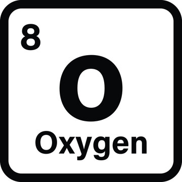Oxygen chemical element icon isolated on white background . Vector