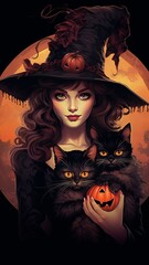 Vintage retro horror girl spooky halloween AI Generated pictures
