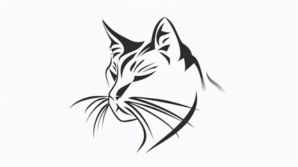 Fototapeta premium black and white cat icon. isolated on white background.
