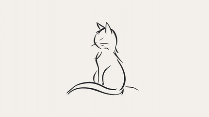 black and white cat icon. isolated on white background.