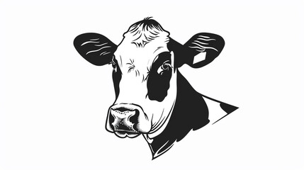 coloring book illustration of a young cute cow, kawai, sticker, graphic, crisp sharp lines, white background