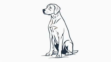 black and white illustration of a sitting dog isolated on a white background.