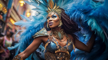 Vibrant Rio Carnival Dancer in Stunning Costume