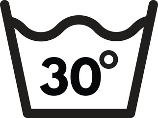 Wash at 30 degree icon isolated on white background . 30 temperature wash icon vector