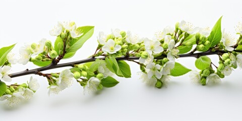 Obraz premium Early spring, a branch of a tree with small green buds